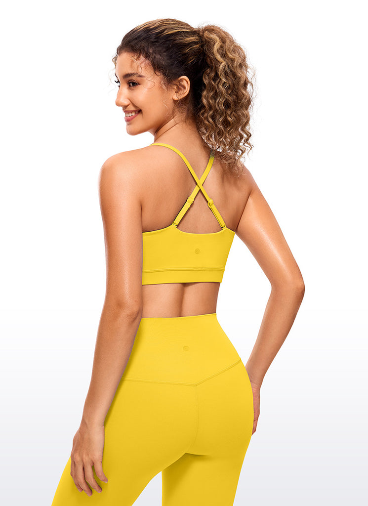 CRZ YOGA Womens Butterluxe  Adjustable Spaghetti Thin Strap Sports Bra Noctilucence Red