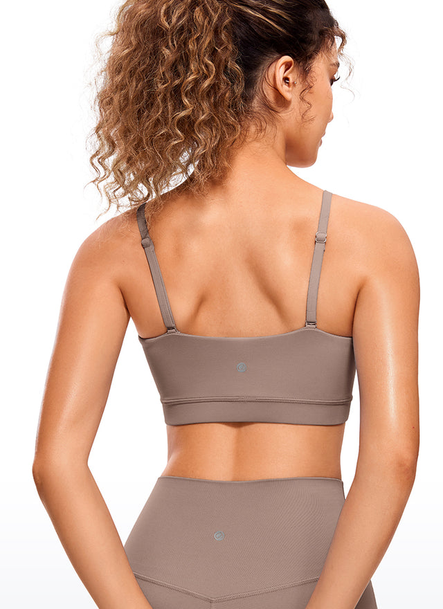 CRZ YOGA Womens Butterluxe  Adjustable Spaghetti Thin Strap Sports Bra Brown Purple