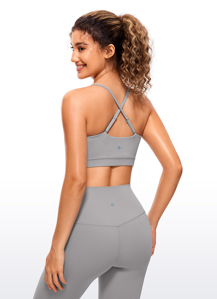 CRZ YOGA Womens Butterluxe  Adjustable Spaghetti Thin Strap Sports Bra High Visibility Yellow