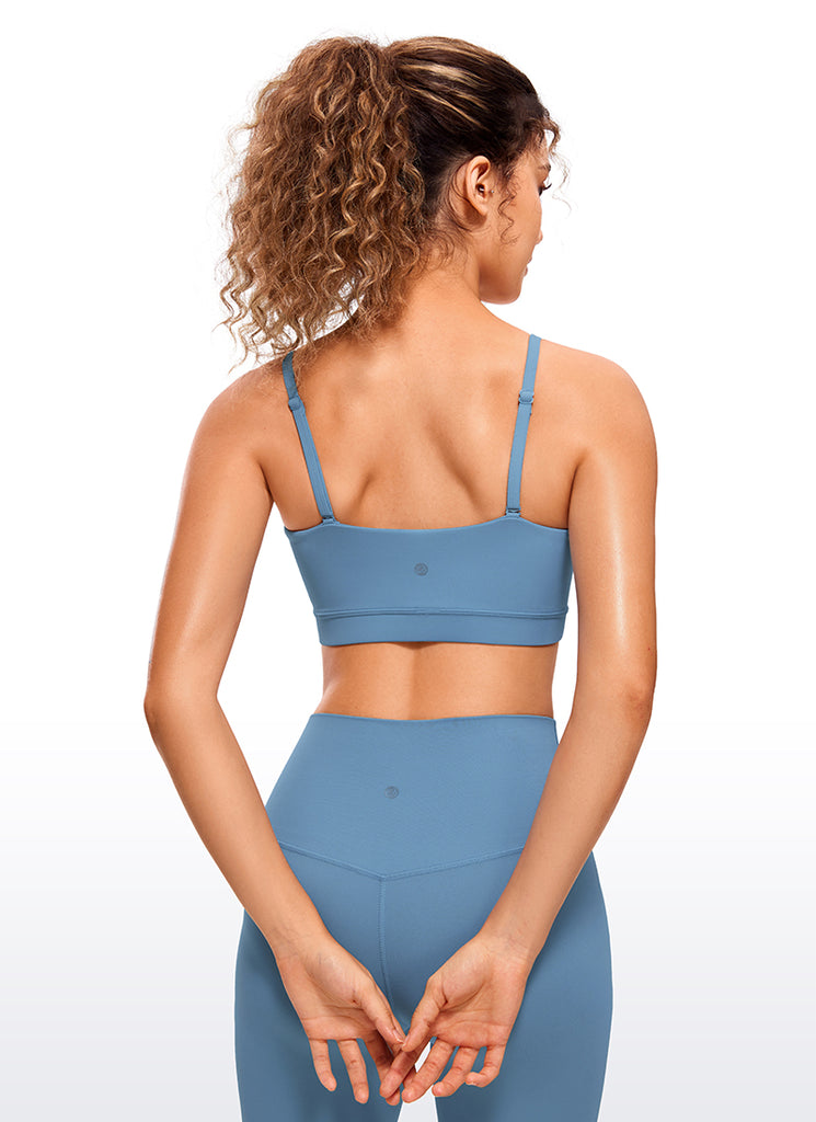 CRZ YOGA Womens Butterluxe  Adjustable Spaghetti Thin Strap Sports Bra High Visibility Yellow