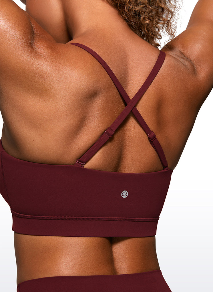 CRZ YOGA Womens Butterluxe  Adjustable Spaghetti Thin Strap Sports Bra Super-sonic Blue