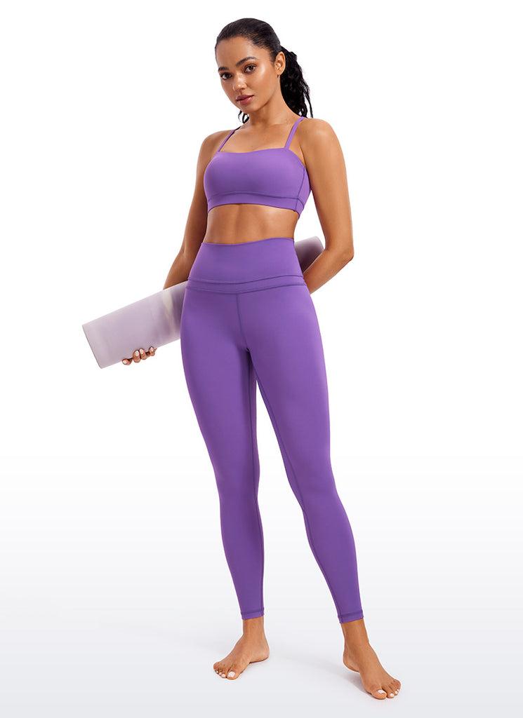 CRZ YOGA Womens Butterluxe  Adjustable Spaghetti Thin Strap Sports Bra Royal Lilac