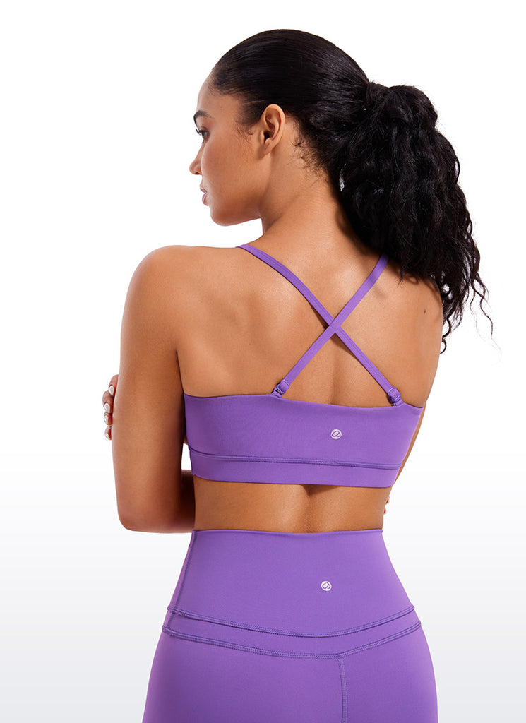 CRZ YOGA Womens Butterluxe  Adjustable Spaghetti Thin Strap Sports Bra Royal Lilac