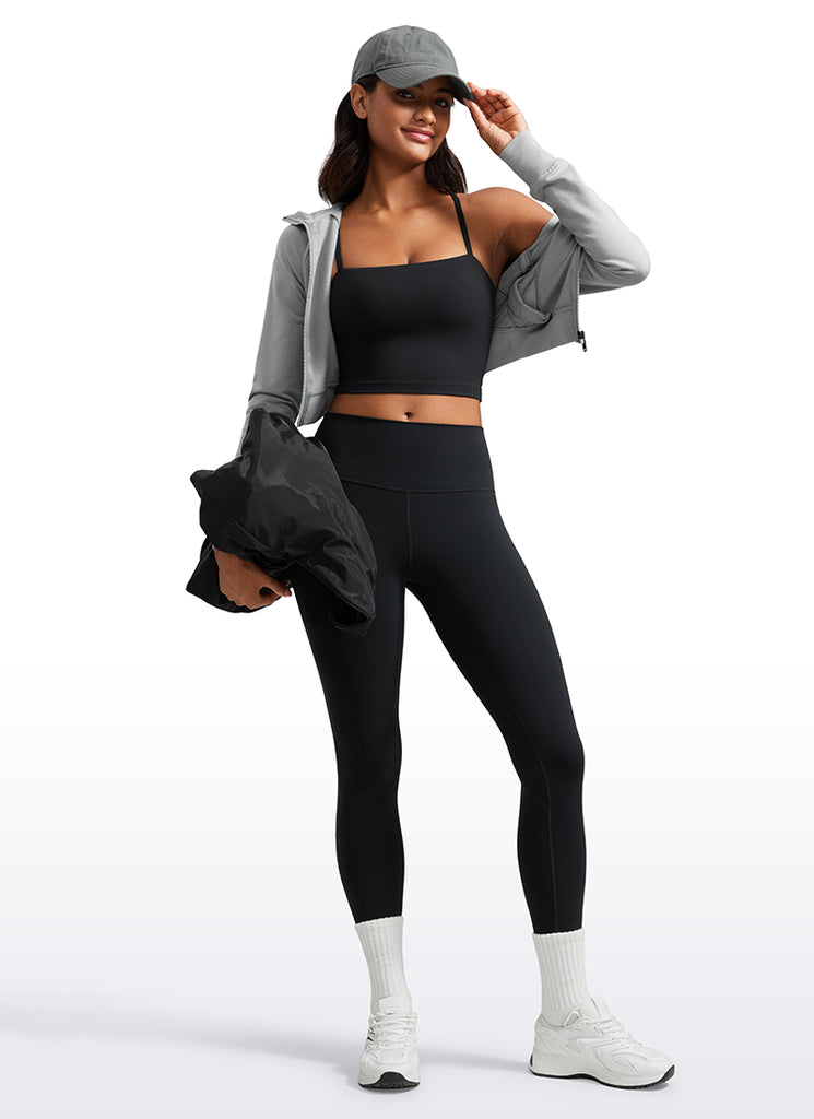 CRZ YOGA Womens Butterluxe Longline Adjustable Thin Strap Sports Bra Hot Fudge Brown