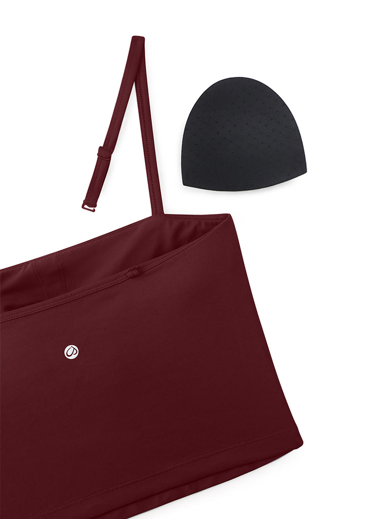 CRZ YOGA Womens Butterluxe Longline Adjustable Thin Strap Sports Bra Red Merlot