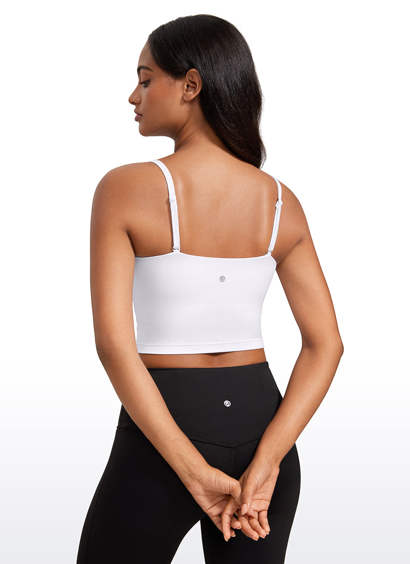 CRZ YOGA Womens Butterluxe Longline Adjustable Thin Strap Sports Bra White @model_info:Lais
