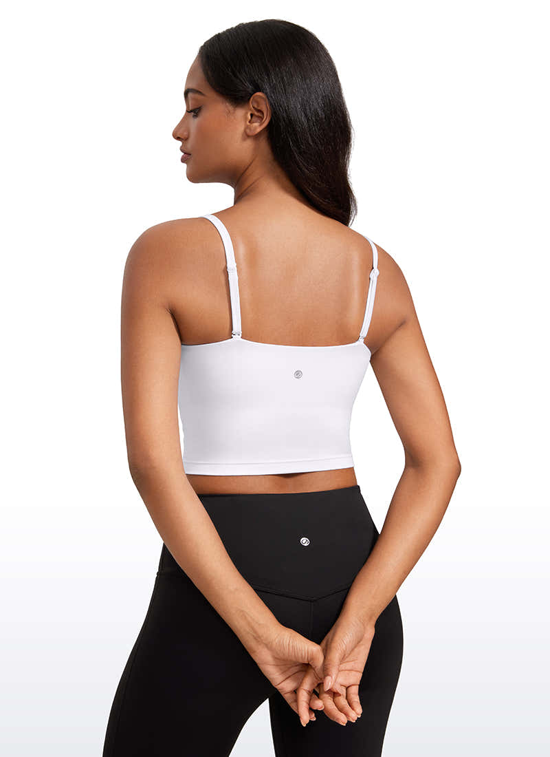 CRZ YOGA Womens Butterluxe Longline Adjustable Thin Strap Sports Bra White @model_info:Lais