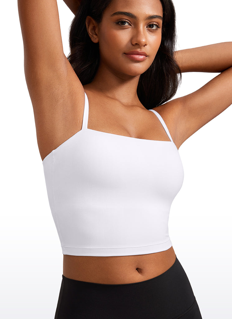 CRZ YOGA Womens Butterluxe Longline Adjustable Thin Strap Sports Bra White