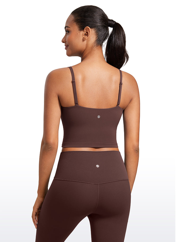 CRZ YOGA Womens Butterluxe Longline Adjustable Thin Strap Sports Bra True Navy