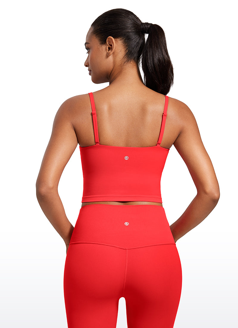 CRZ YOGA Womens Butterluxe Longline Adjustable Thin Strap Sports Bra Deep Red @model_info:Lais