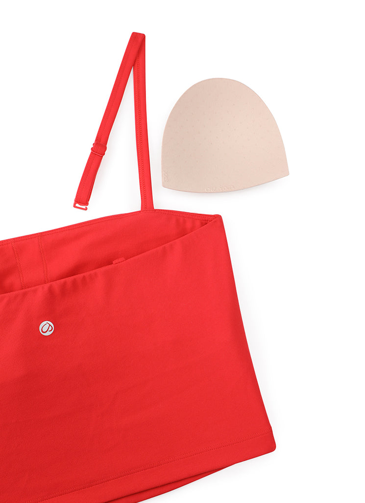 CRZ YOGA Womens Butterluxe Longline Adjustable Thin Strap Sports Bra Deep Red