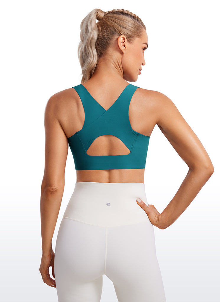 CRZ YOGA Womens U Neck High Impact Training Sports Bra Racerback Green Jade