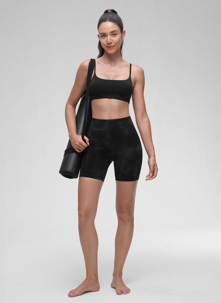 CRZ YOGA Womens Butterluxe Adjustable Spaghetti Strap Scoop Neck Bra Black