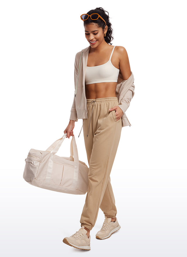 CRZ YOGA Womens Butterluxe Adjustable Spaghetti Strap Scoop Neck Bra White Apricot