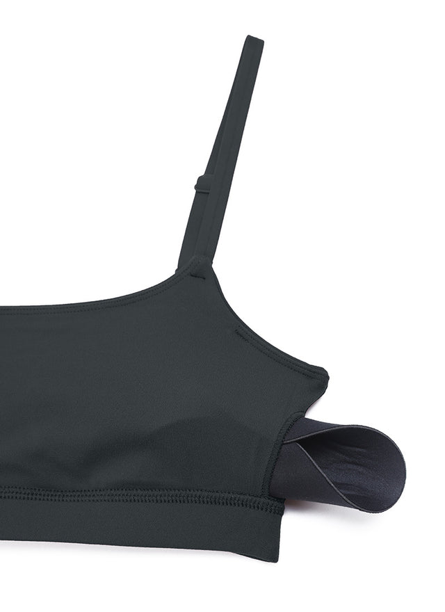 CRZ YOGA Womens Butterluxe Adjustable Spaghetti Strap Scoop Neck Bra Melanite