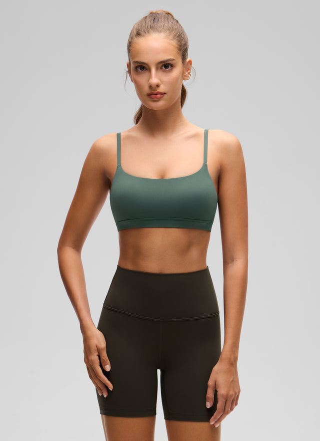 CRZ YOGA Womens Butterluxe Adjustable Spaghetti Strap Scoop Neck Bra Dark Forest Green