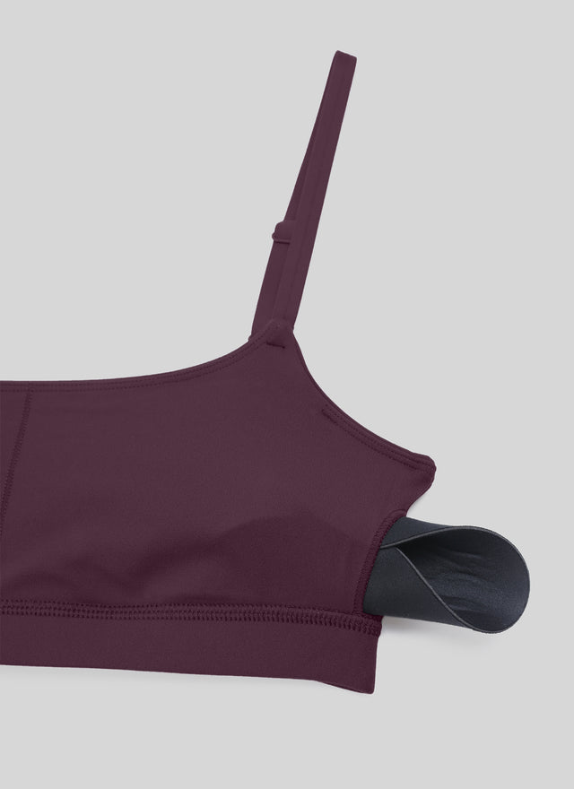 CRZ YOGA Womens Butterluxe Adjustable Spaghetti Strap Scoop Neck Bra Deep Purple
