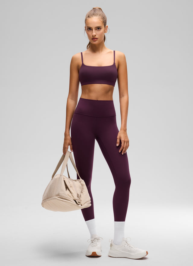 CRZ YOGA Womens Butterluxe Adjustable Spaghetti Strap Scoop Neck Bra Deep Purple @model_info:Anano