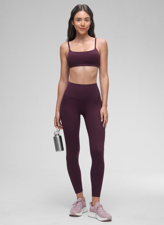 CRZ YOGA Womens Butterluxe Adjustable Spaghetti Strap Scoop Neck Bra Deep Purple