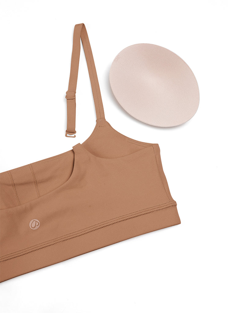CRZ YOGA Womens Butterluxe Adjustable Spaghetti Strap Scoop Neck Bra Gravel Beige