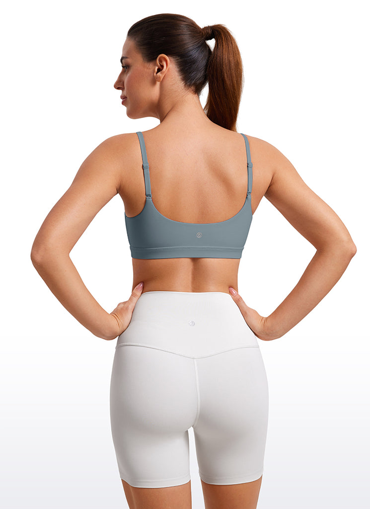 CRZ YOGA Womens Butterluxe Adjustable Spaghetti Strap Scoop Neck Bra Mojave Tan