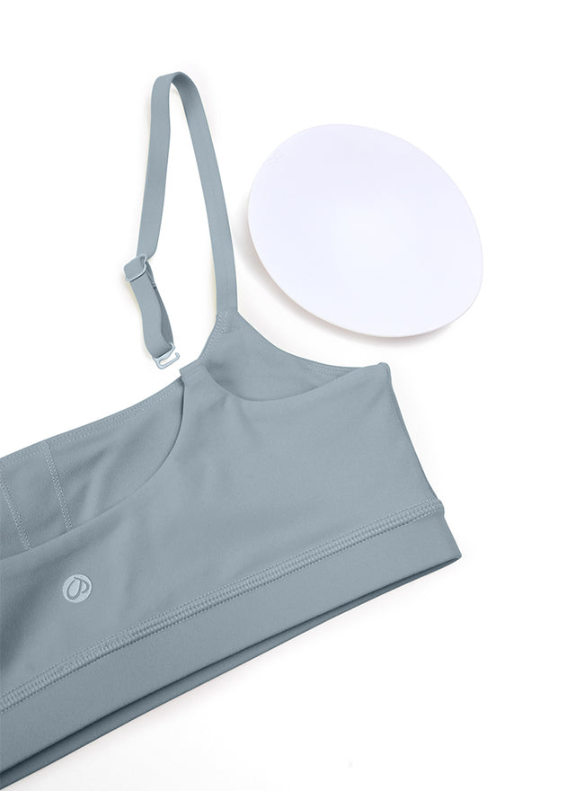 CRZ YOGA Womens Butterluxe Adjustable Spaghetti Strap Scoop Neck Bra Belgian Blue @model_info:NEW