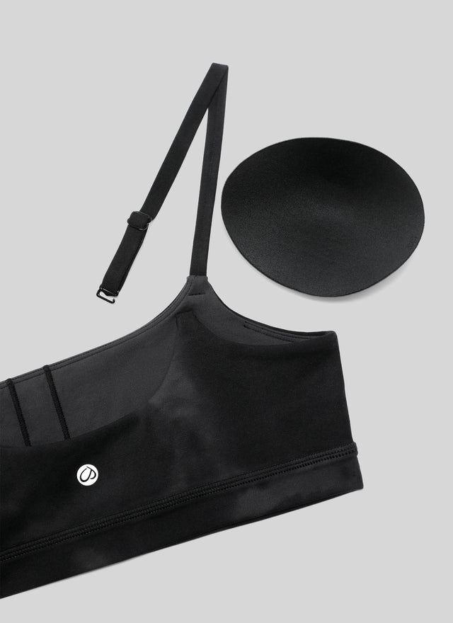 CRZ YOGA Womens Butterluxe Adjustable Spaghetti Strap Scoop Neck Bra Black Tie Dye Flowers @model_info:NEW
