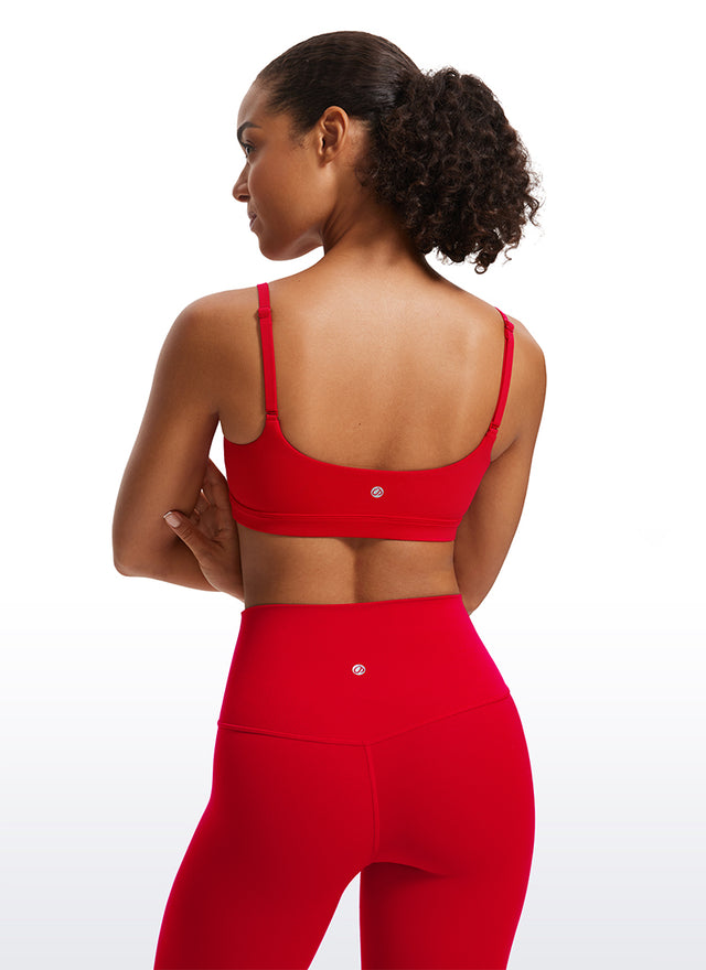 CRZ YOGA Womens Butterluxe Adjustable Spaghetti Strap Scoop Neck Bra Red Chili @model_info:Fiona