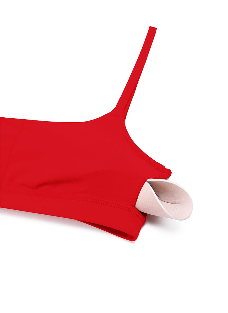 CRZ YOGA Womens Butterluxe Adjustable Spaghetti Strap Scoop Neck Bra Red Chili