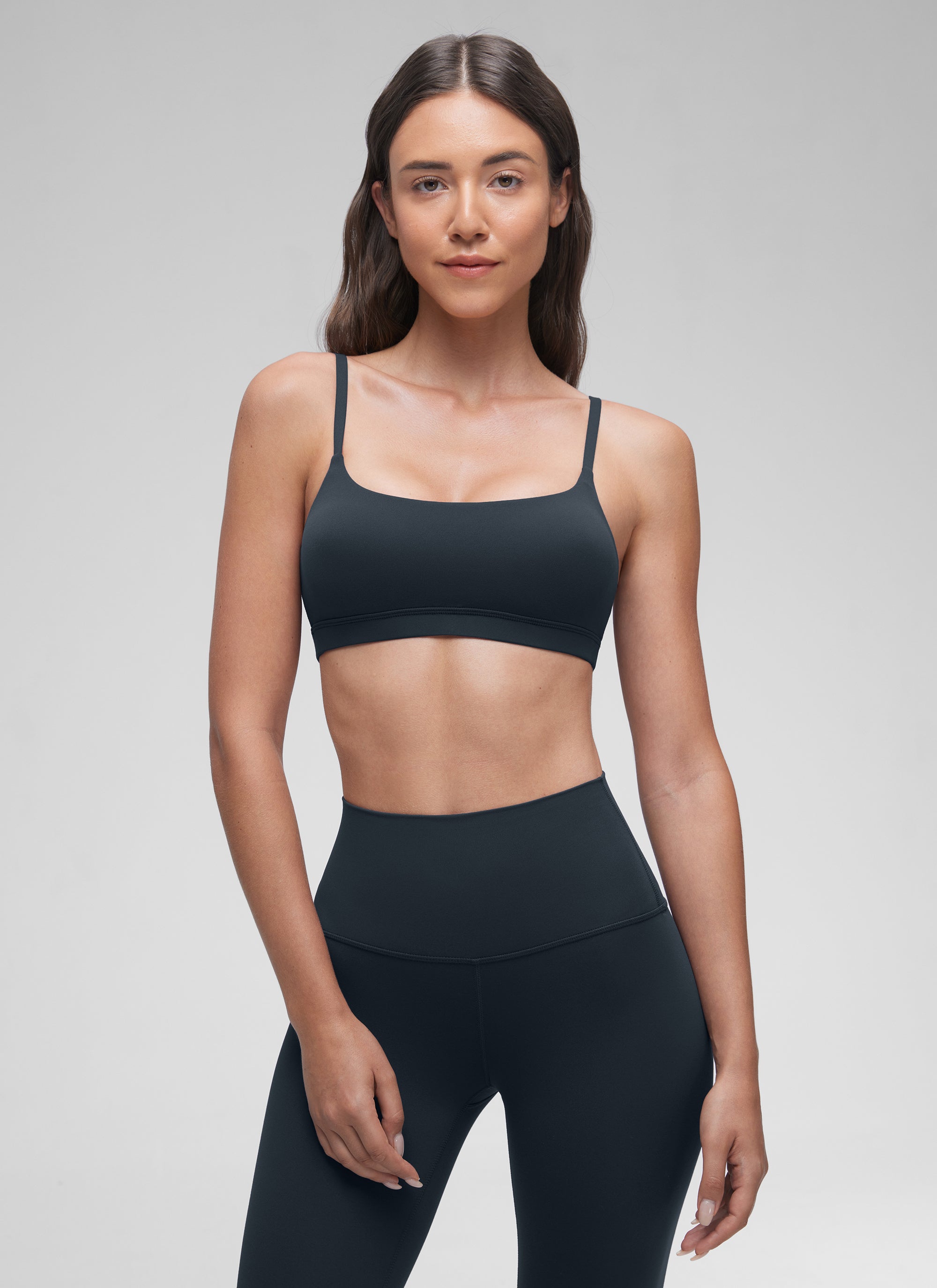 CRZ YOGA Womens Butterluxe Adjustable Spaghetti Strap Scoop Neck Bra True Navy