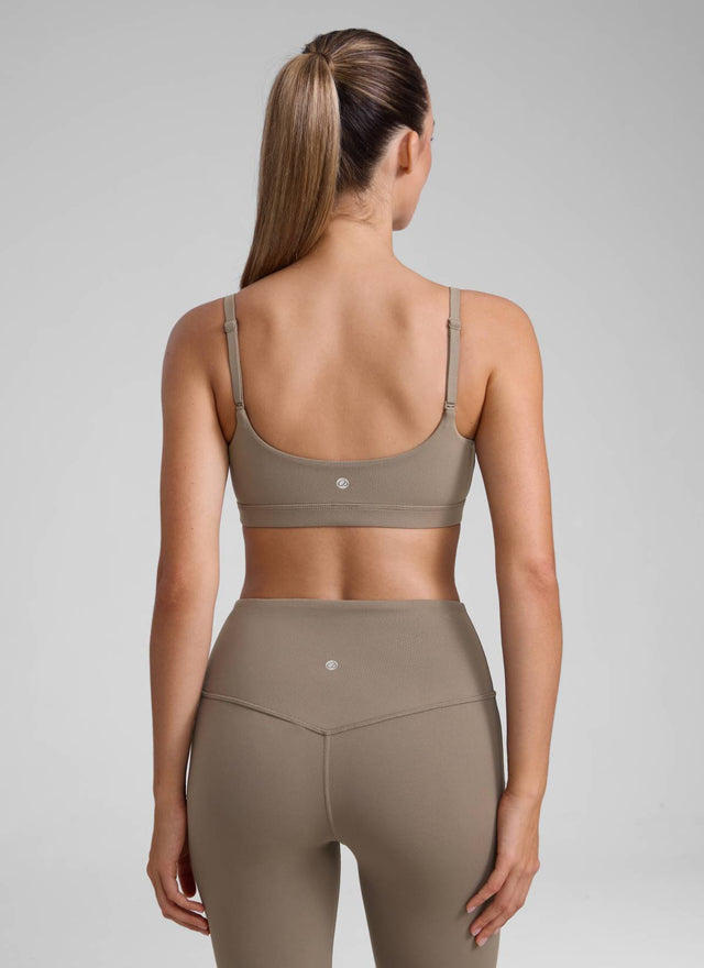 CRZ YOGA Womens Butterluxe Adjustable Spaghetti Strap Scoop Neck Bra Nomad Grey @model_info:K