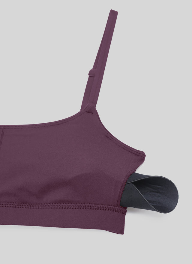CRZ YOGA Womens Butterluxe Adjustable Spaghetti Strap Scoop Neck Bra Grape Thistle Purple