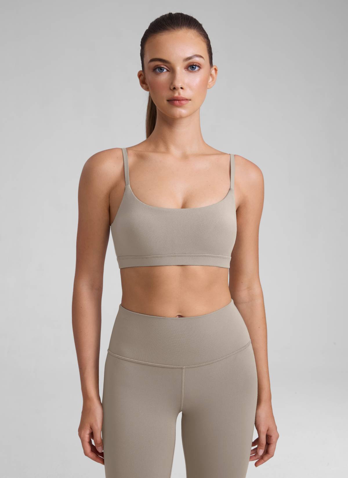 CRZ YOGA Womens Butterluxe Adjustable Spaghetti Strap Scoop Neck Bra Warm Ash Grey
