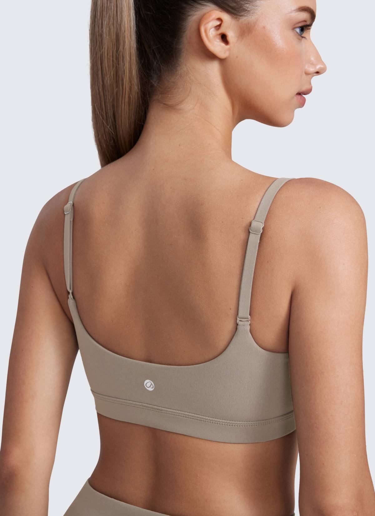 CRZ YOGA Womens Butterluxe Adjustable Spaghetti Strap Scoop Neck Bra Warm Ash Grey