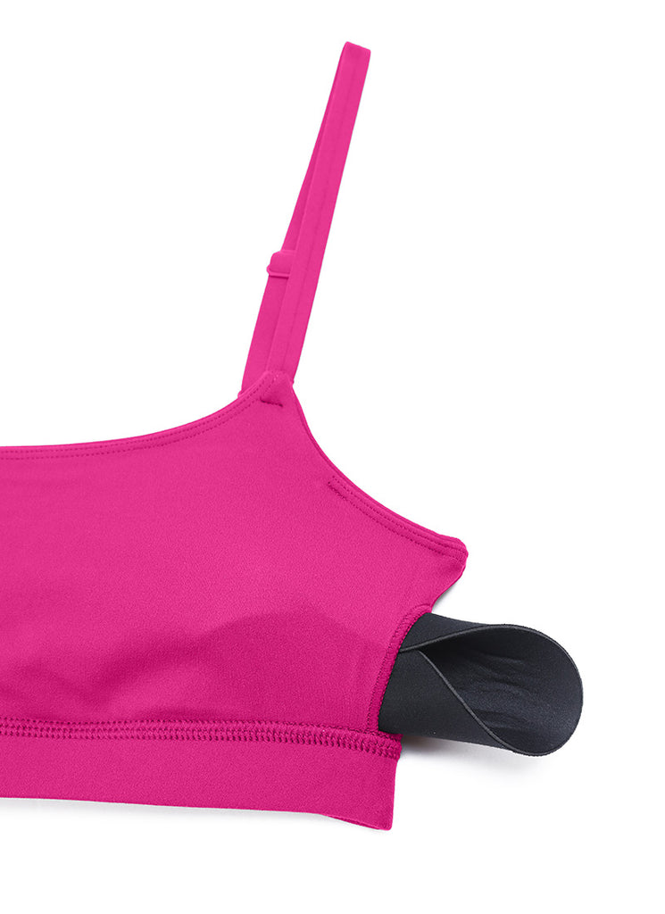 CRZ YOGA Womens Butterluxe Adjustable Spaghetti Strap Scoop Neck Bra Hibiscus Purple