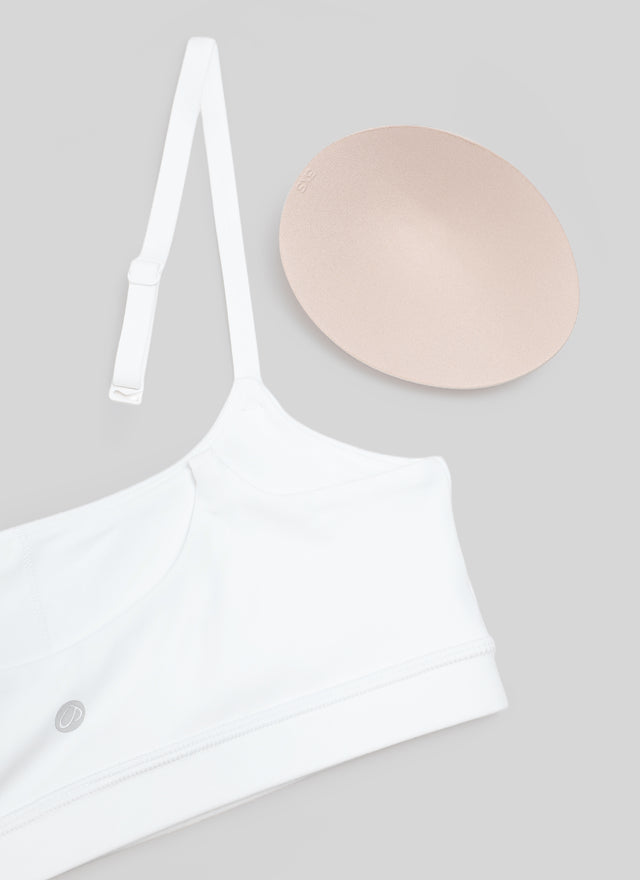CRZ YOGA Womens Butterluxe Adjustable Spaghetti Strap Scoop Neck Bra White