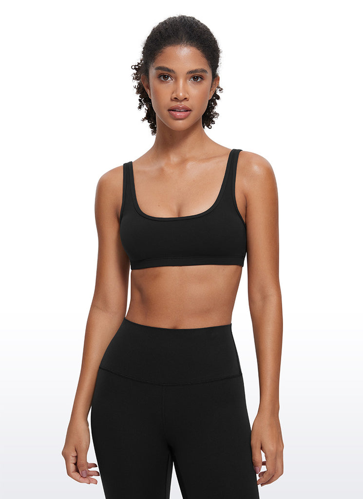 CRZ YOGA Women Butterluxe Scoop Neck Cami Padded Mini Bra Black