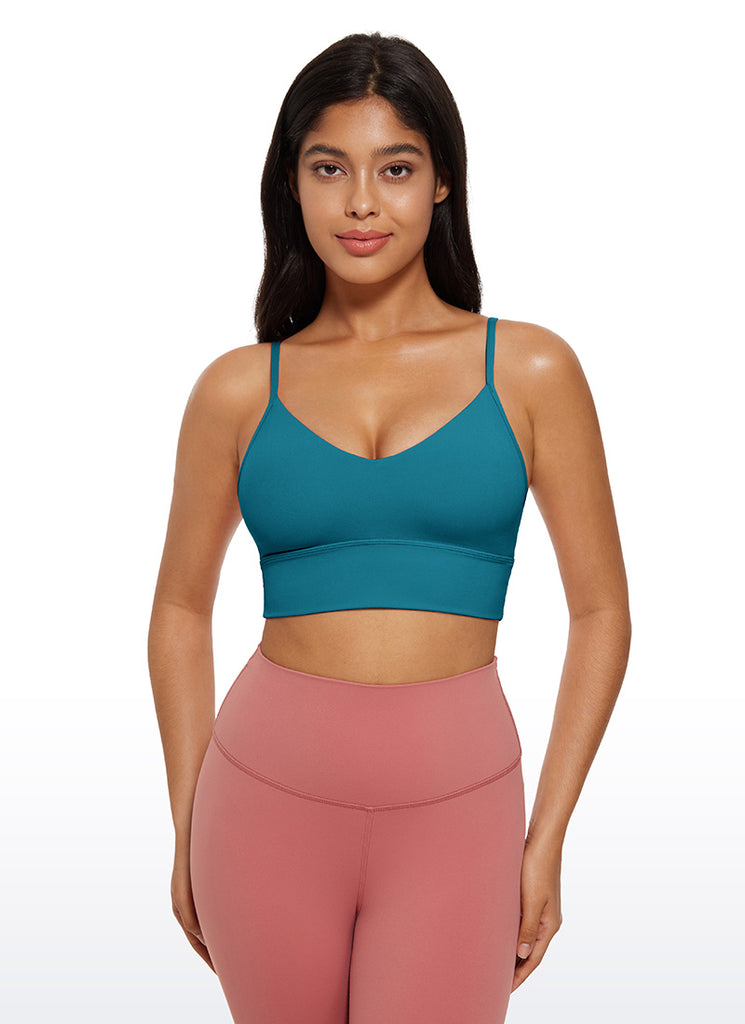 CRZ YOGA Butterluxe Womens V Neck Longline Camisole Workout Sports Bra Magenta Purple