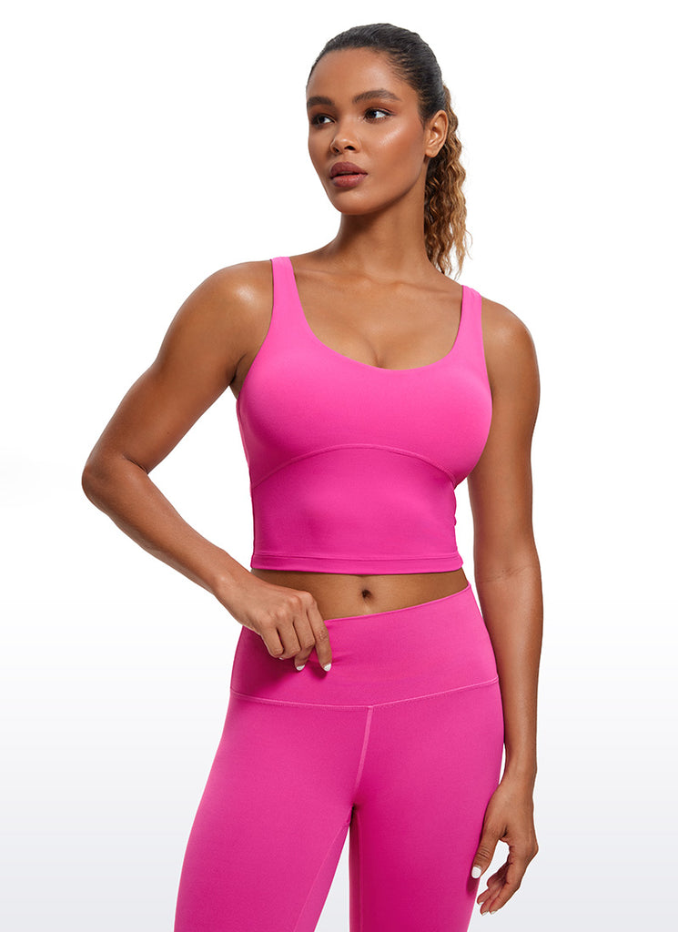 CRZ YOGA Women's Tight Fit Tops Butterluxe Built-in Bra U Back Tank Black