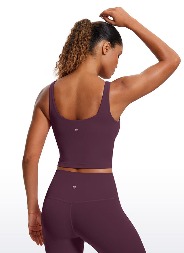 CRZ YOGA Women's Tight Fit Tops Butterluxe Built-in Bra U Back Tank Deep Purple