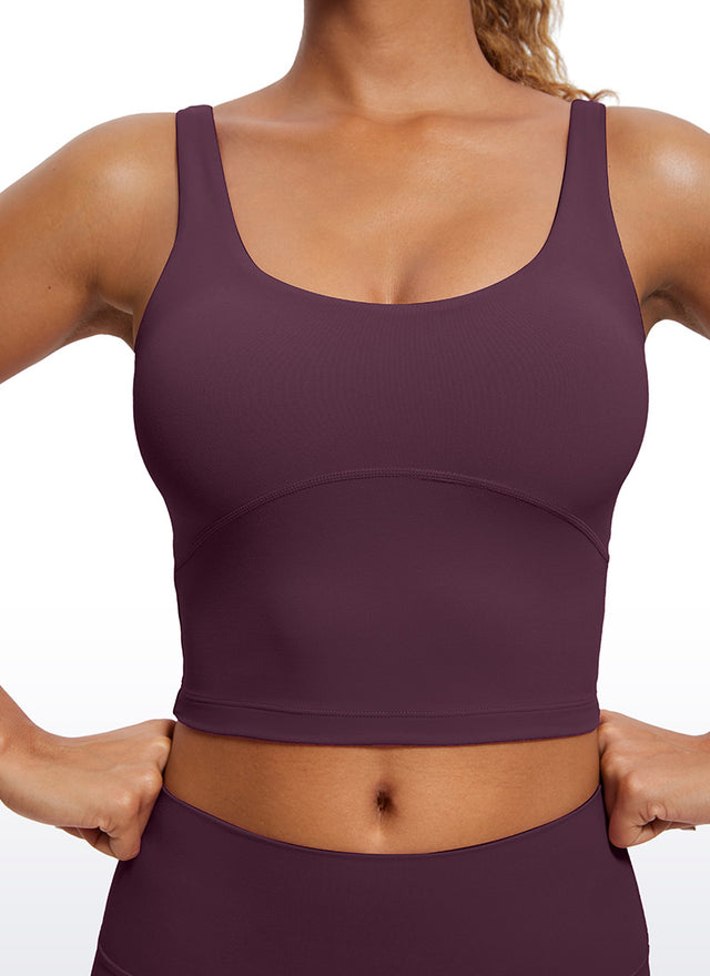 CRZ YOGA Women's Tight Fit Tops Butterluxe Built-in Bra U Back Tank Deep Purple