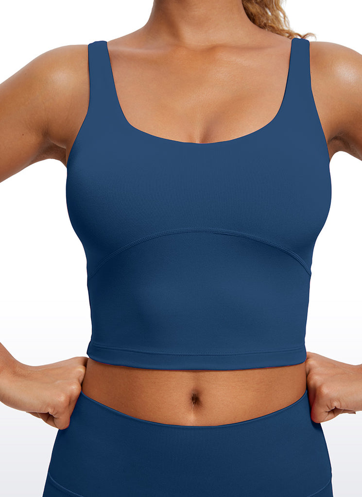 CRZ YOGA Women's Tight Fit Tops Butterluxe Built-in Bra U Back Tank Pure Blue