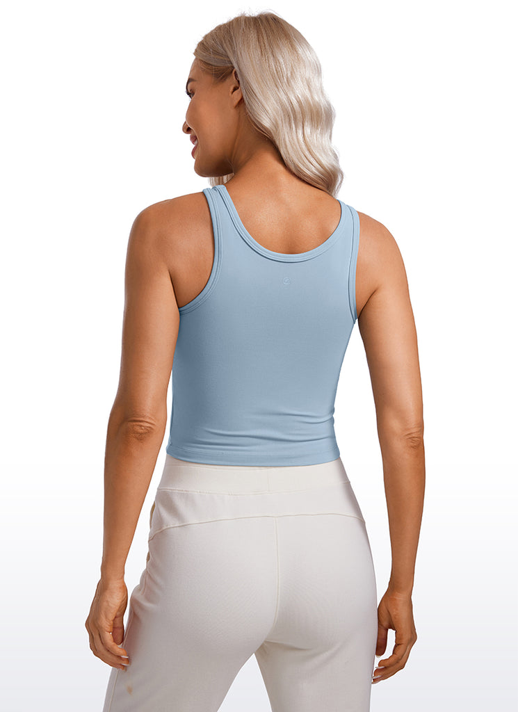 CRZ YOGA Women's Yoga Butterluxe Tight Fit Tank Tops Racerback Cambric Blue