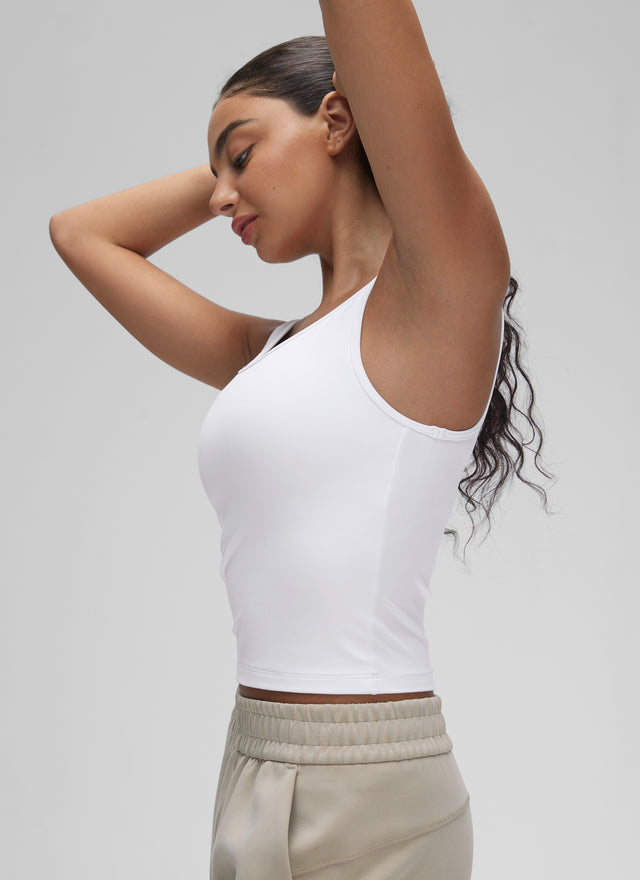 CRZ YOGA Women's Yoga Butterluxe Tight Fit Tank Tops Racerback White @model_info:Anano
