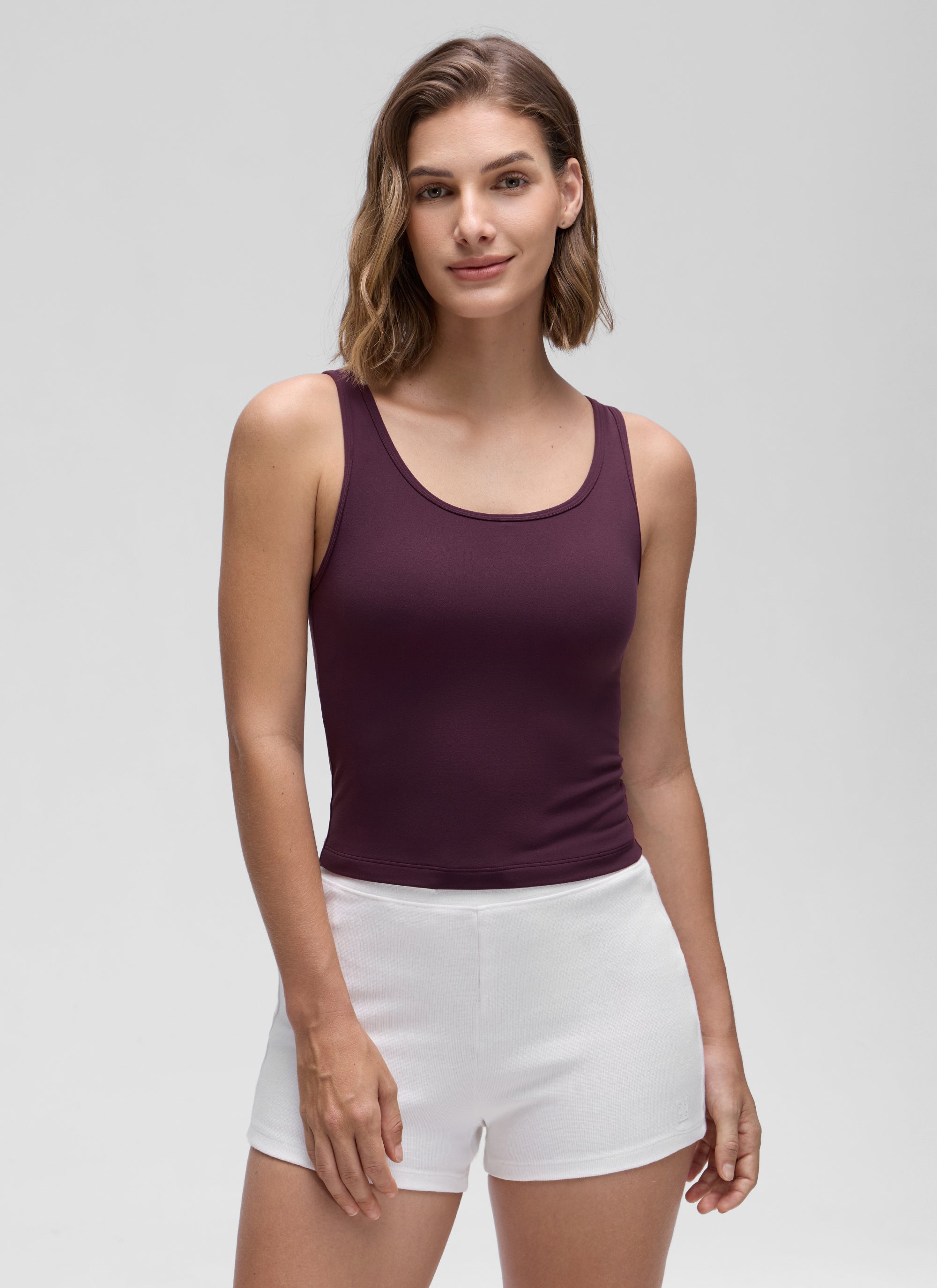 CRZ YOGA Women's Yoga Butterluxe Tight Fit Tank Tops Racerback Deep Purple @model_info:Jaynne