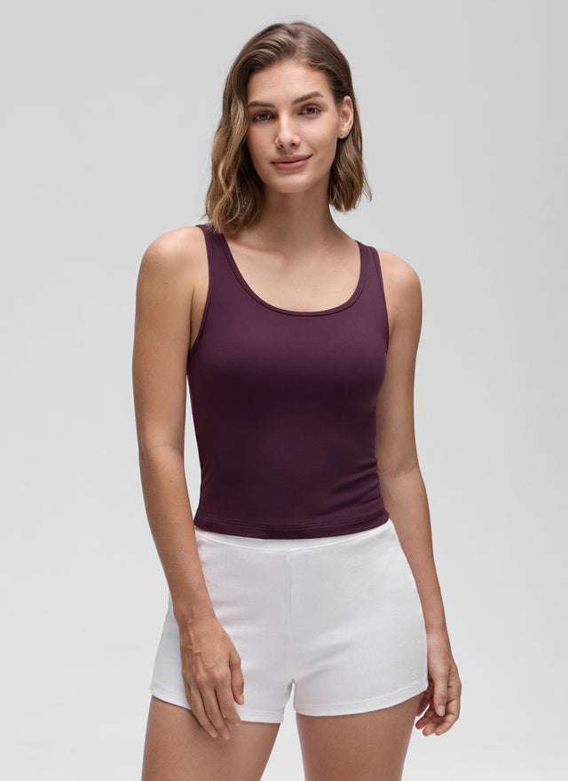 CRZ YOGA Women's Yoga Butterluxe Tight Fit Tank Tops Racerback Deep Purple @model_info:Jaynne