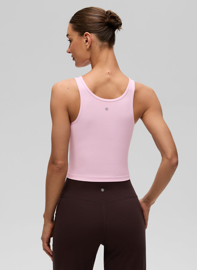 CRZ YOGA Women's Yoga Butterluxe Tight Fit Tank Tops Racerback Pink Peony @model_info:Katya