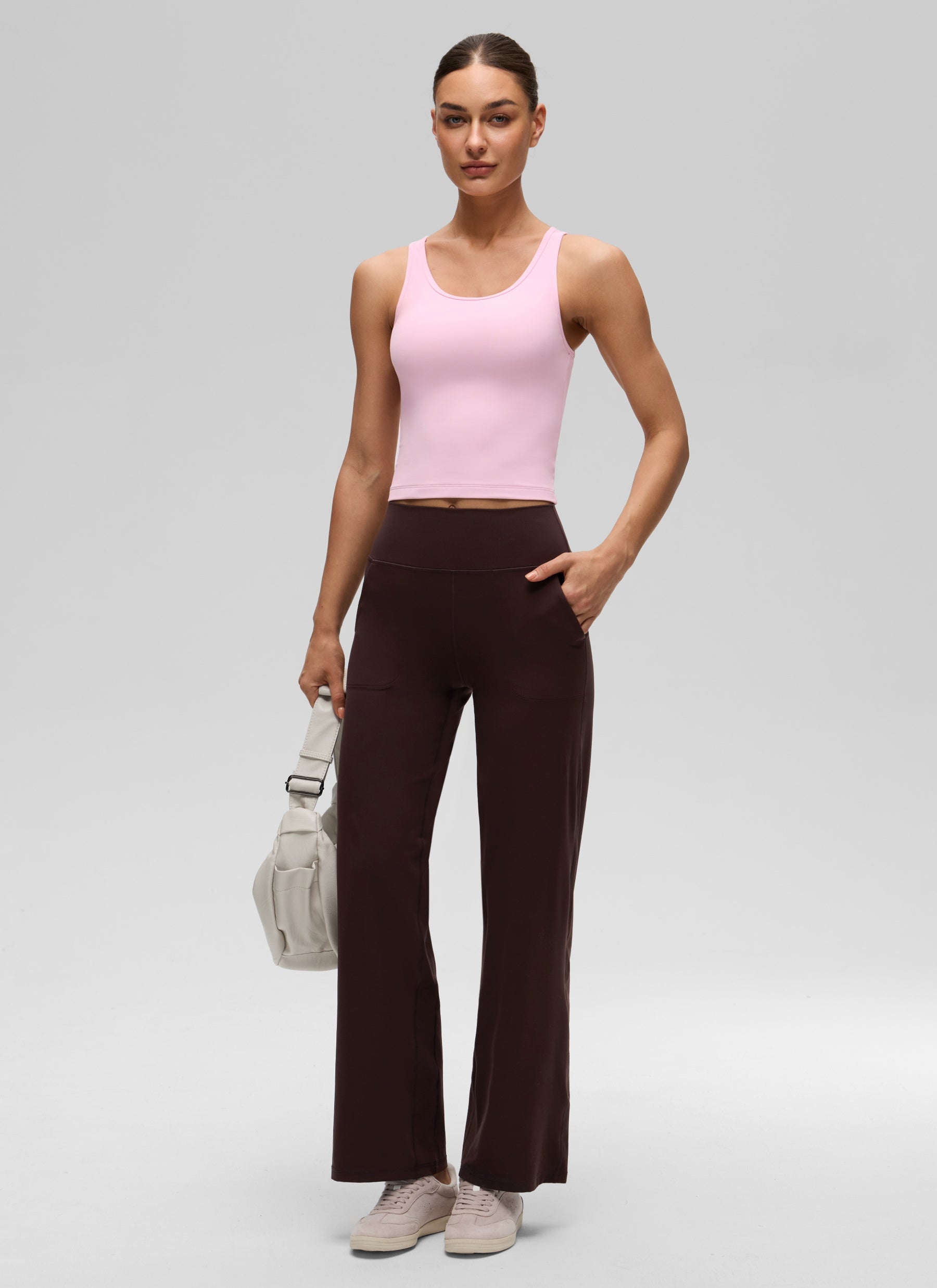 CRZ YOGA Women's Yoga Butterluxe Tight Fit Tank Tops Racerback Pink Peony @model_info:Katya