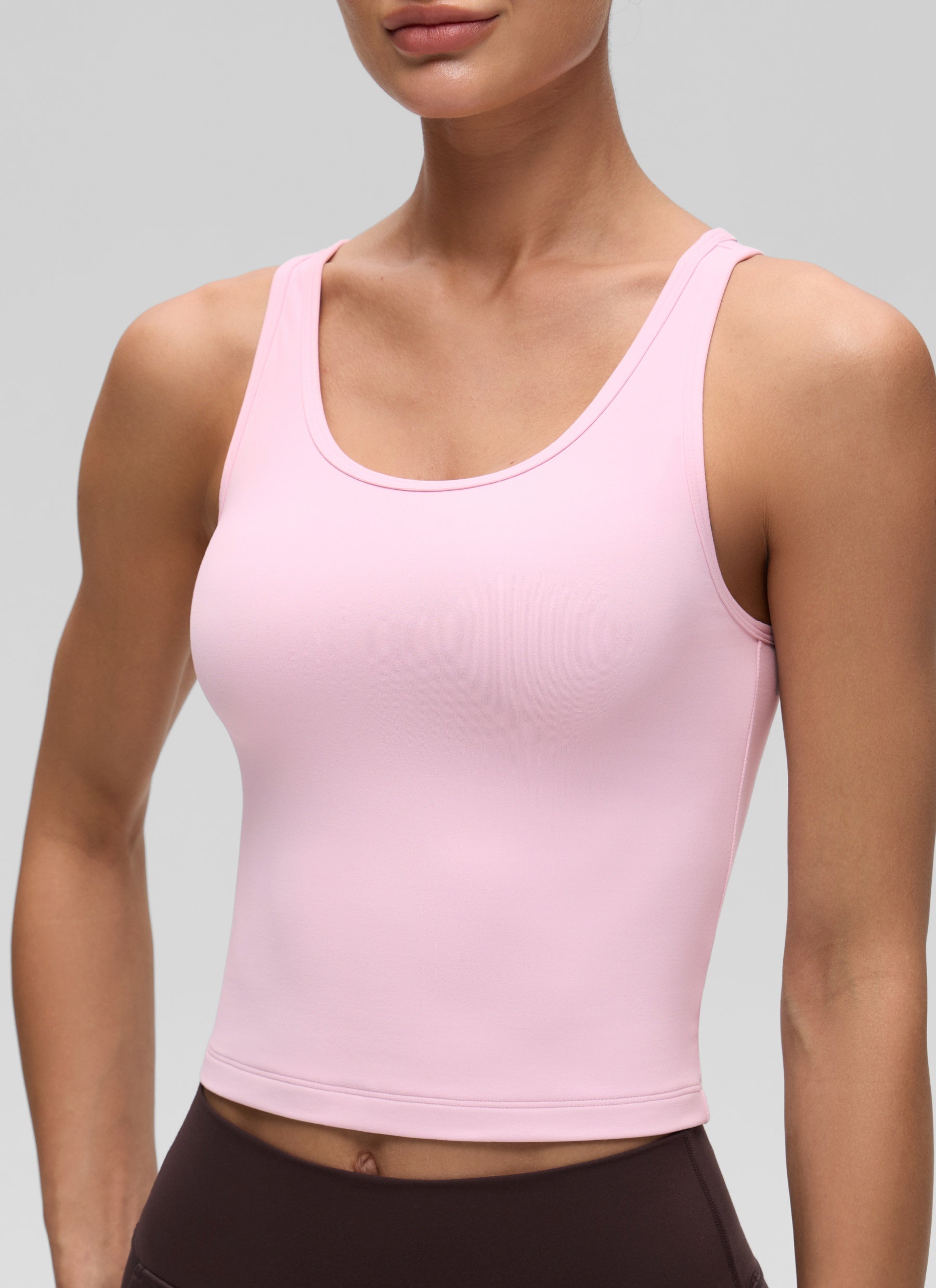 CRZ YOGA Women's Yoga Butterluxe Tight Fit Tank Tops Racerback Pink Peony @model_info:Katya