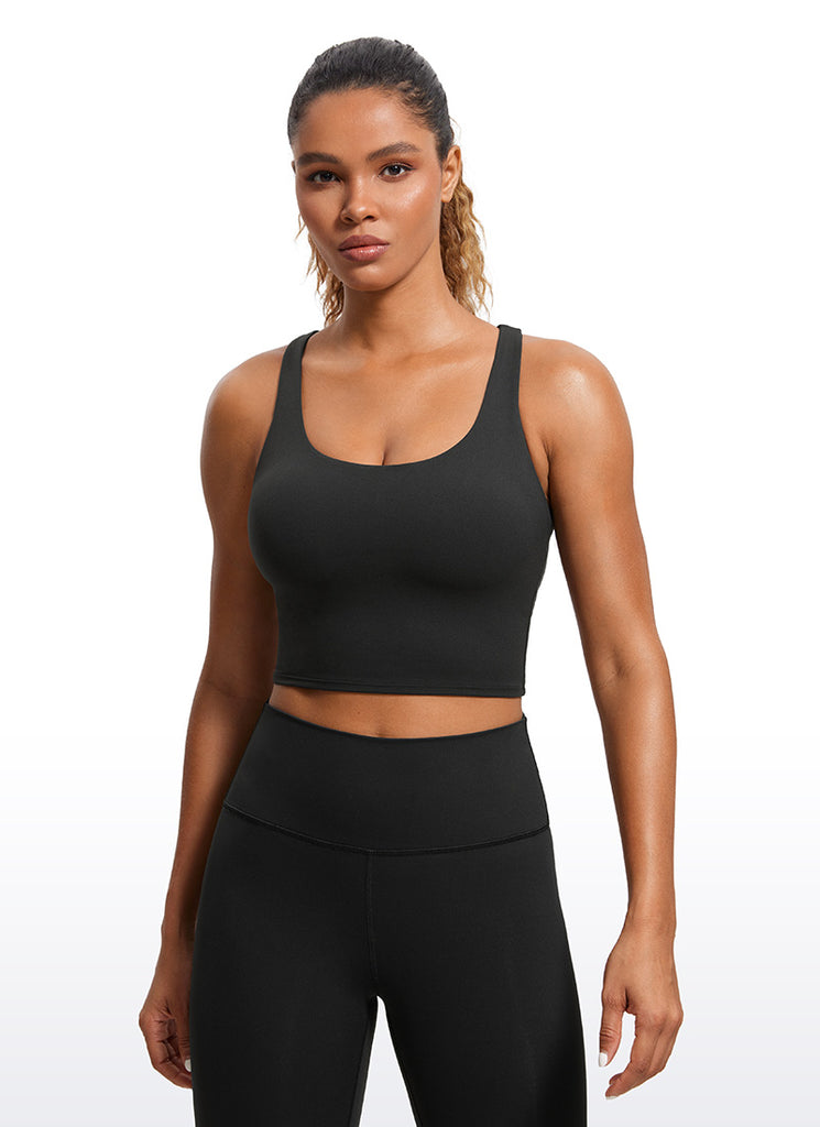 CRZ YOGA Womens Butterluxe Strappy Longline Criss Cross Sports Bra Light Purple